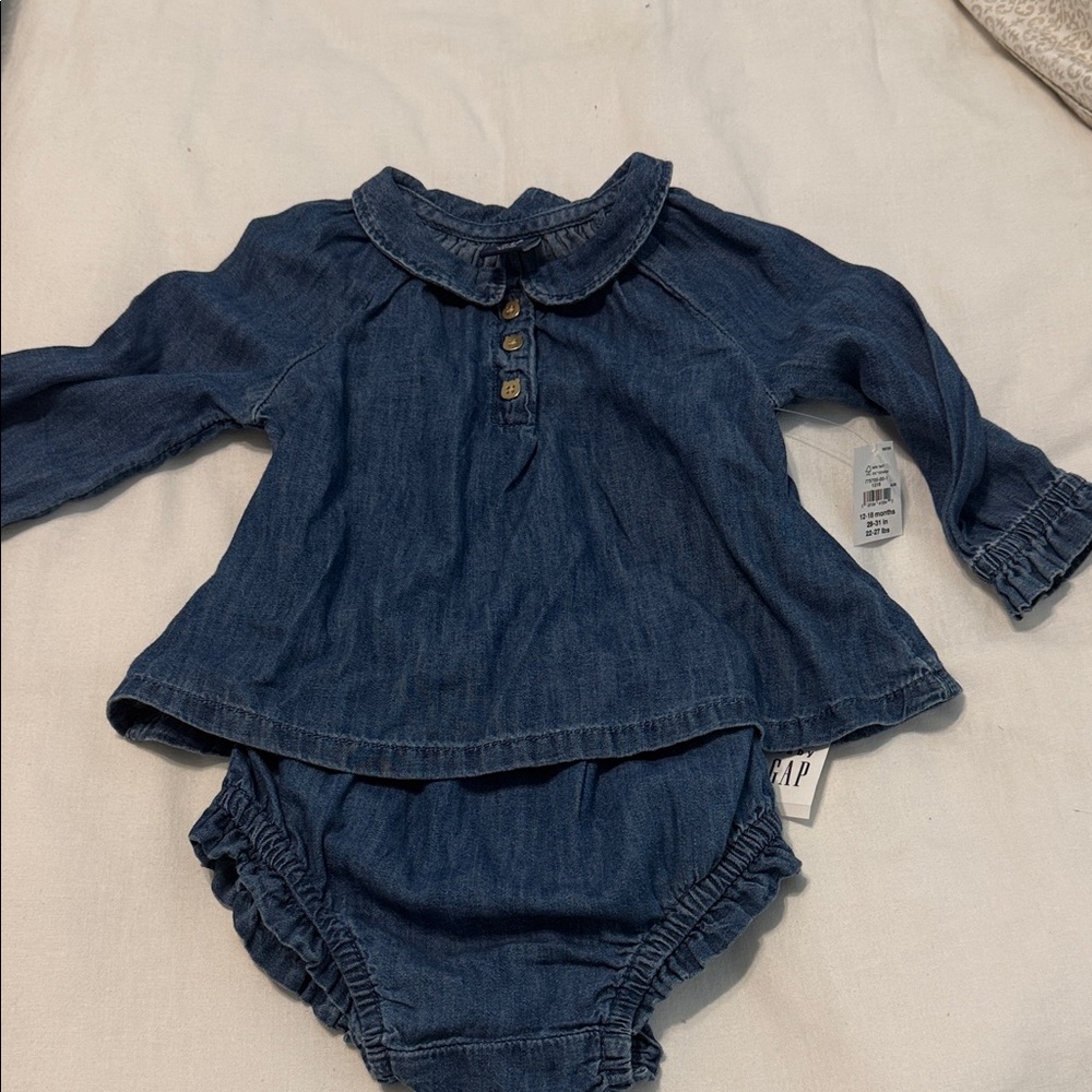 Denim Blue Baby Outfit Set